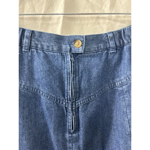 Orvis 8P Blue Denim Jean Skirt Midi Modest Home School Mid Calf Elastic Stretch - Picture 8 of 13